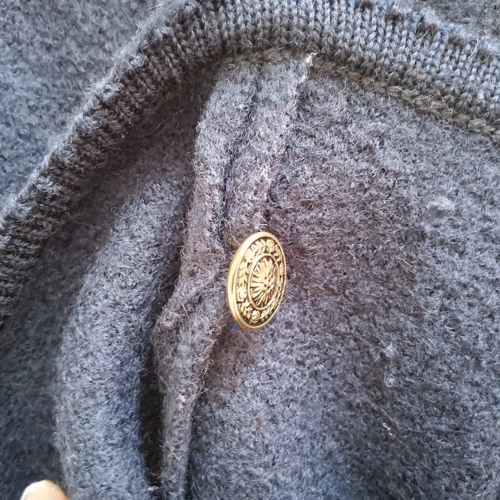 Vtg Tally-Ho Creation Blue Sweater Pollak Cardigan Button Size M - Picture 9 of 10